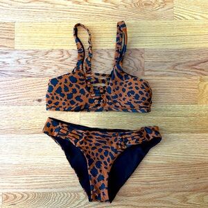 TiniBikini Leopard Print Bikini - Brown and Black